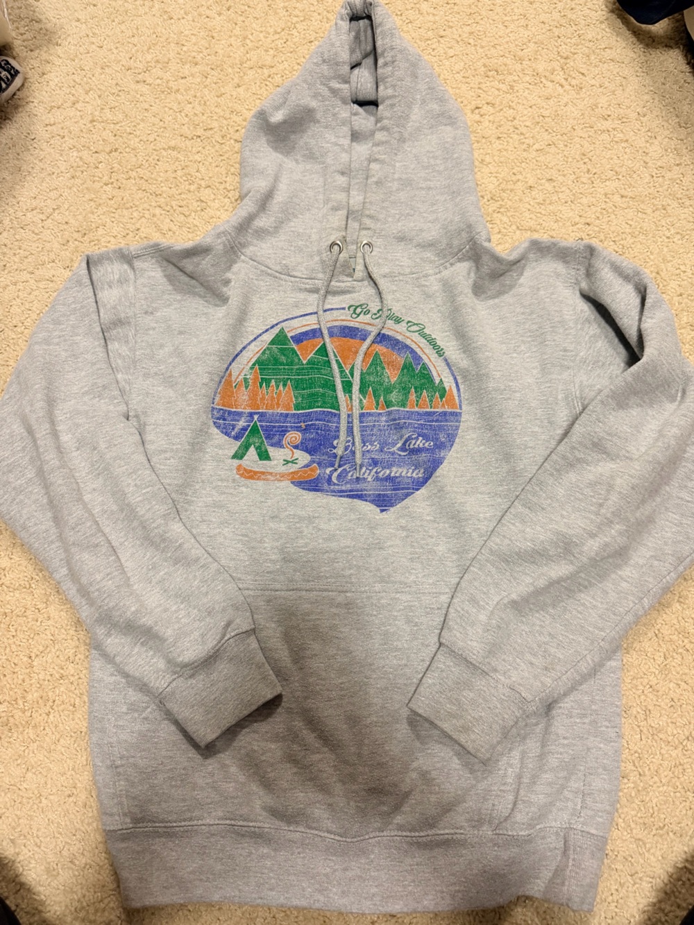 Gray Hoodie with Colorful Mountain Graphic